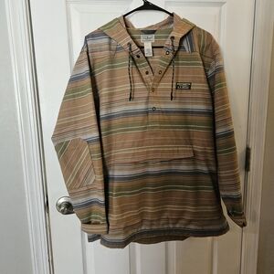 L.L. Bean Mens Striped Anorak Pullover Hoodie